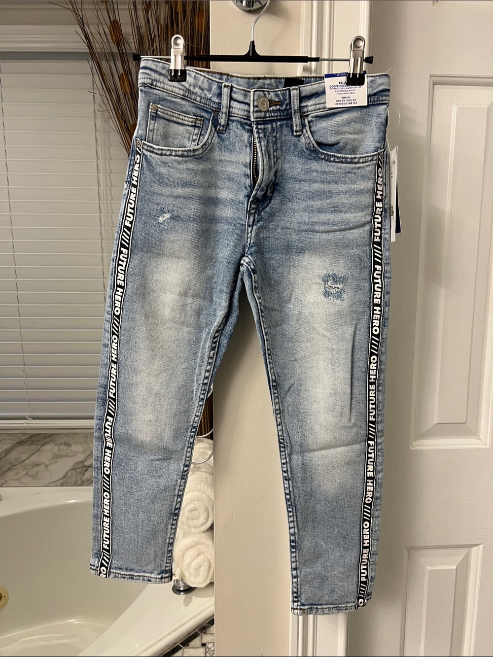 H&M Light Blue Washed Skinny Jeans with Side Tape size US Y/8-9A
